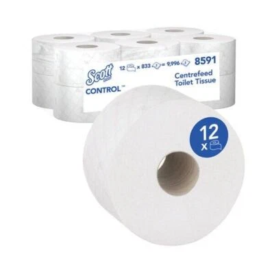 Scott Control Centrefeed Toilet Tissue 8591-2 Ply Toilet Paper - 12 Toilet Rolls