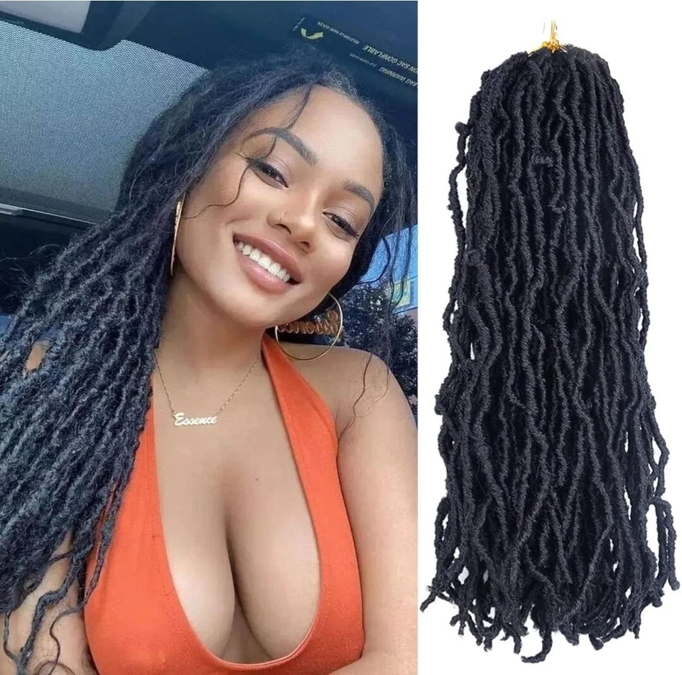 6 Paquetes 18" Suave Imitación Locs Crochet Cabello Pre Lazo Natural Negro 1B, G4 Foto 3 de 4