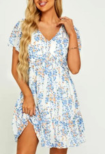 WOMEN PLUS SIZE FLORAL V NECK ANGEL SLEEVE SUMMER DRESS ( SIZE 2XL )