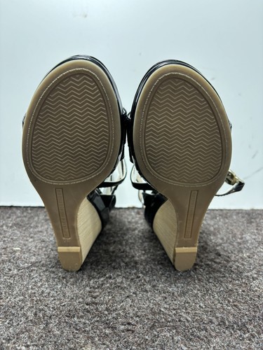 Tommy Hillfiger Sandals Black Gold Wedge Heel Womens Size 6M - Picture 4 of 5