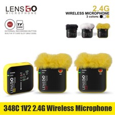 LENSGO 348C 1V2 Wireless Microphone 2.4G Wireless Lapel Mic with Charging Case
