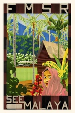 FMSR RAILWAYS SEE MALAYA MALAYSIA ISLANDS TRAIN TRAVEL VINTAGE POSTER REPRO