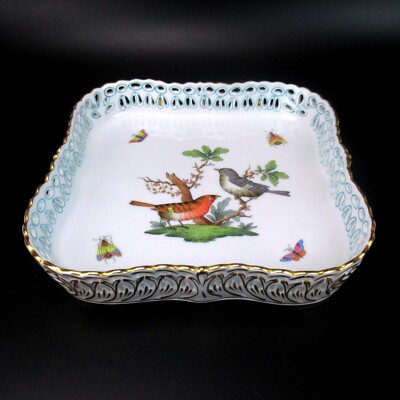Herend Porzellan Durchbruchschale Serie Rothschild Handbemalt Ungarn 7510/RO