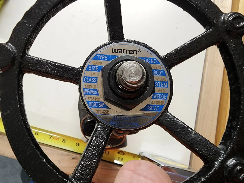 Warren 1551-5-S-624 1" Socket Weld Gate Valve Class 1500 A105N 3705 PSI NeW - Image 2 of 3