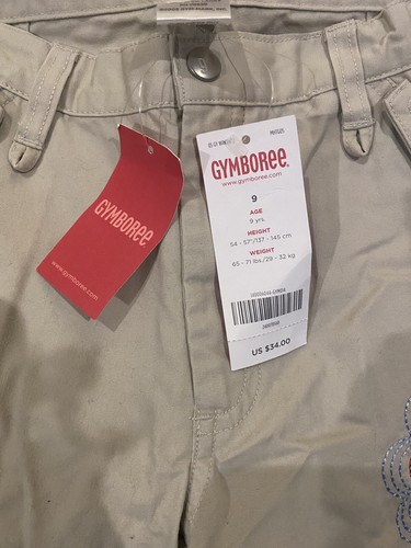 NWT Gymboree khaki tan pants / roll up capri girls size 9, adjustable waist - Picture 3 of 5