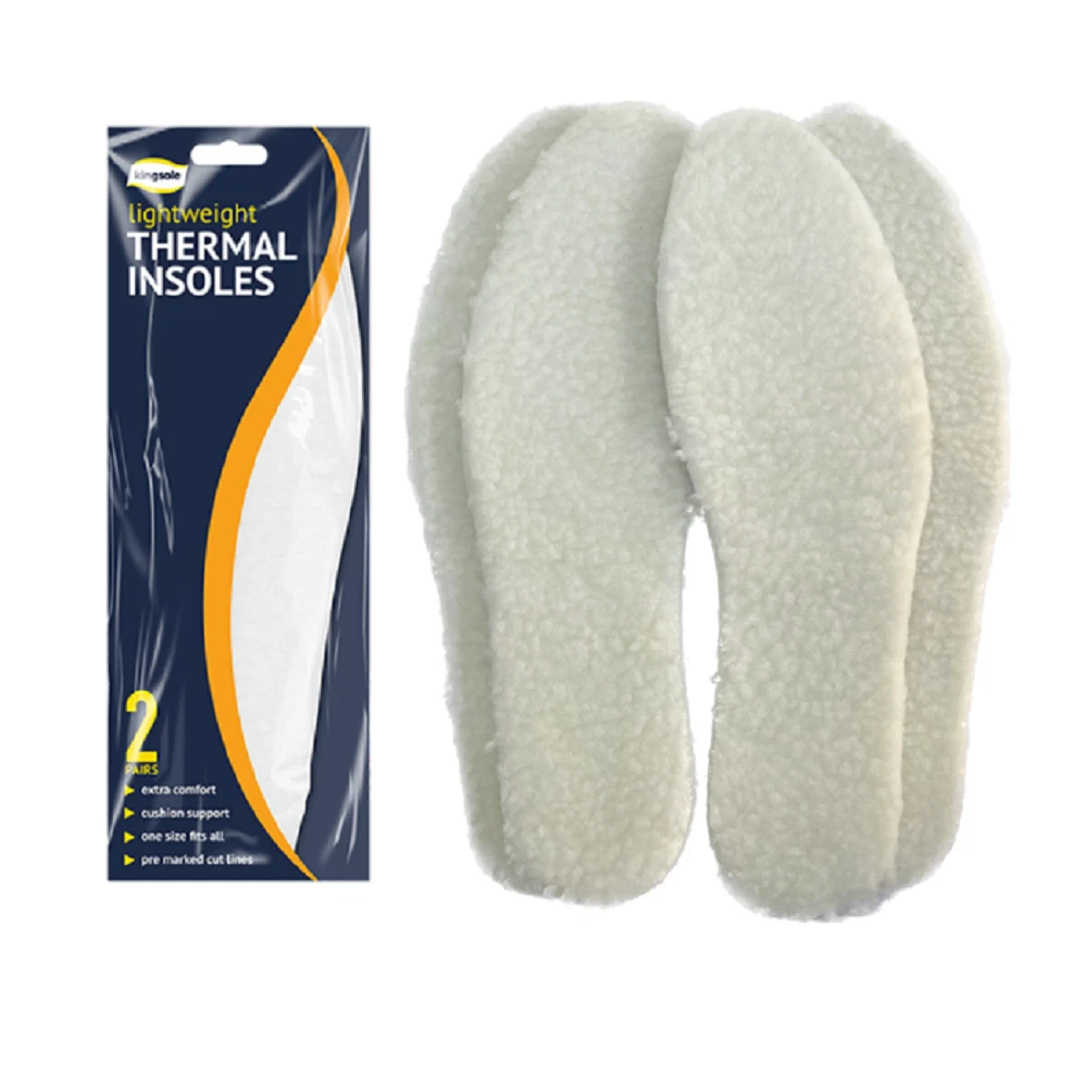 Kingsole® 2 Pairs Thermal Footwear Insoles Warm Fleece Inserts for Shoes & Boots