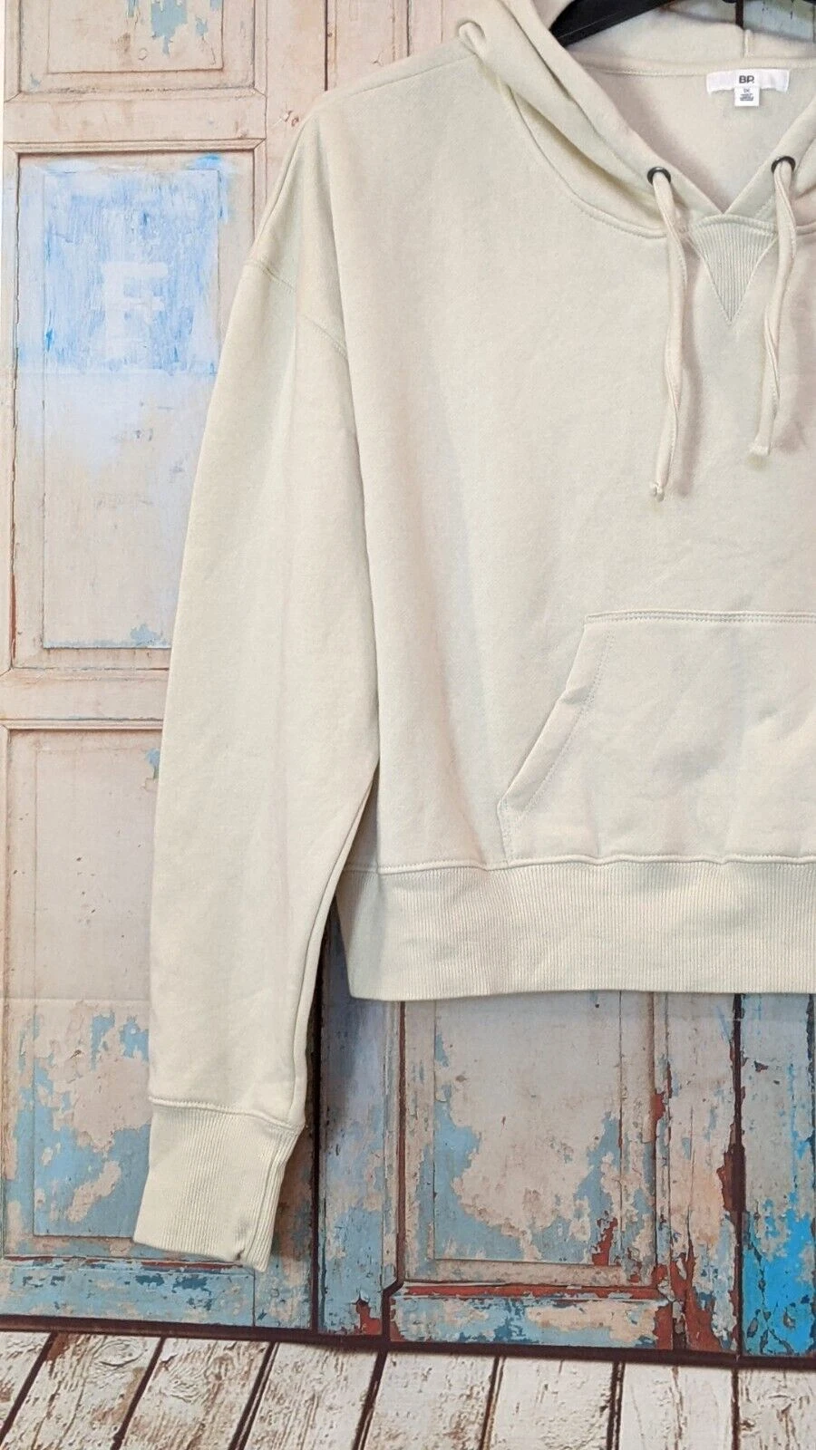 OFF WHITE Felpa con cappuccio pullover manica lunga BP donna taglia 1X bianco sporco con coulisse