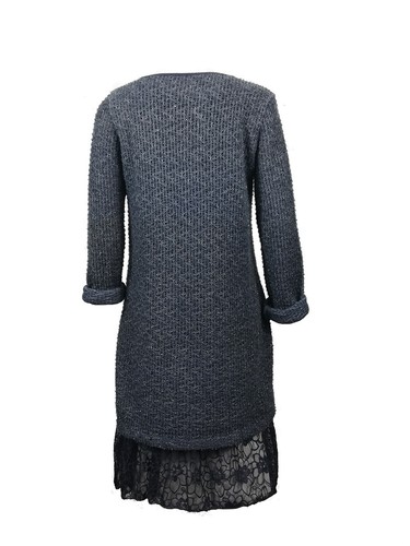 AMAVISSE UK - (RRP £30) Fashion Long Textured Knit Jumper Sweater Dress Flowers - Picture 4 of 12