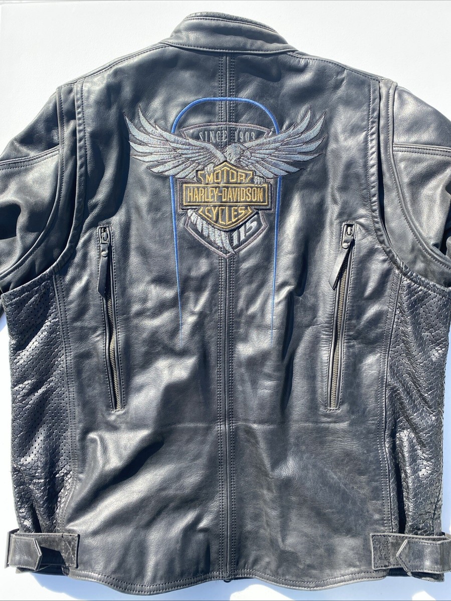稀少 HARLEY DAVIDSON 115周年 シングルライダースジャケット Start Your Enginesレザーレーシングジャケット -ハーレー