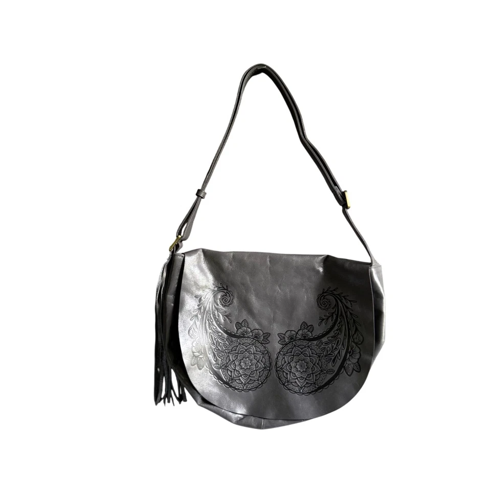 Bolso de Hombro Hobo Inked Hide Edición Coleccionista 2018 Cuero Maverick Gris Foto 2 de 4