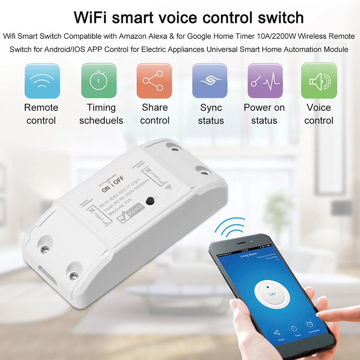 Sonoff WiFi Switch Pack of 6 Wireless Remote Control Electrical for  Household Appliances Compatible with Alexa DIY Your Home via Iphone Android  App 