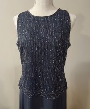  260 Jkara Charcoal Gray Beaded Mother Of Bride Groom Evening Gown Dress Sz 10