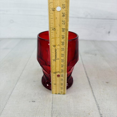 Vintage Wikinger GEORGISCHER RUBINROTER Waben 9 Unzen Flach Pressglas Becher Set 4 - Bild 9 von 15