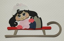 Sledding Girl Black Hair. Scrapbook, Card Making Paper Piecing