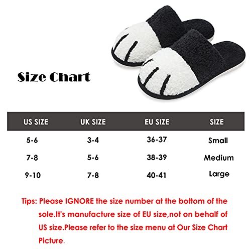 Cute Animal Slippers for Women, Soft Plush Cat Paw 9-10 Women/7-8 Men Black - Picture 6 of 7