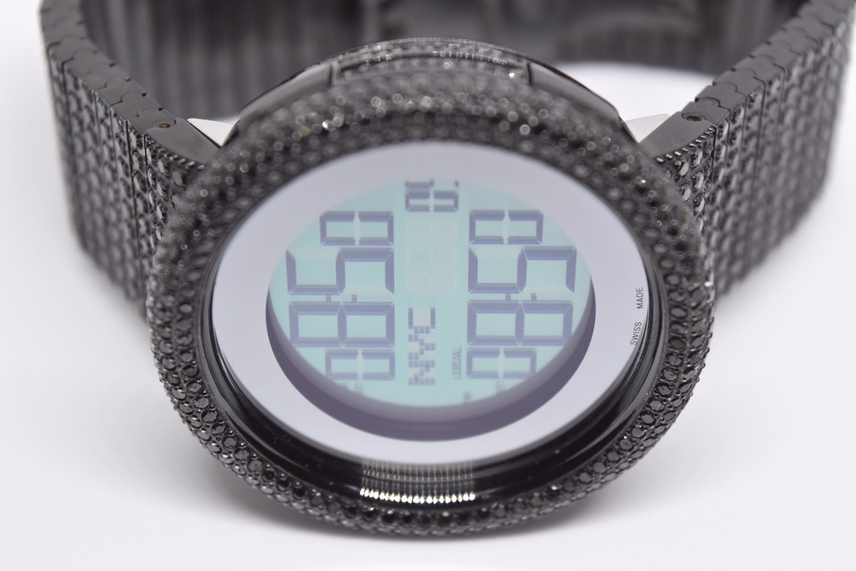 New Men's YA114207 digital Gucci real black Diamond Multiple Time