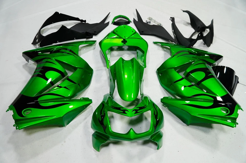 Kit de carenados de inyección ABS verde negro para Kawasaki Ninja 250R 2008-2012 EX250J Foto 4 de 4