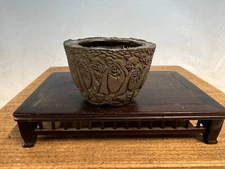 Rare Mame Or Shohin Size Hand Carved Bonsai Tree Pot By Okatani Zeshin 2 1/2”
