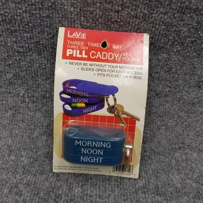 Vintage Lavie Three Times A Day Pill Caddy Keychain Morning Noon Night 90s