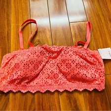 Auden Coral Lace Removable Pad Wirefree Bralette Bra Pullover Size L NWT