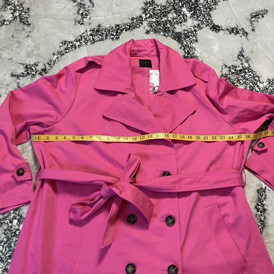 Gabardina Lane Bryant para mujer talla 20 rosa con cinturón doble pecho Foto 2 de 4