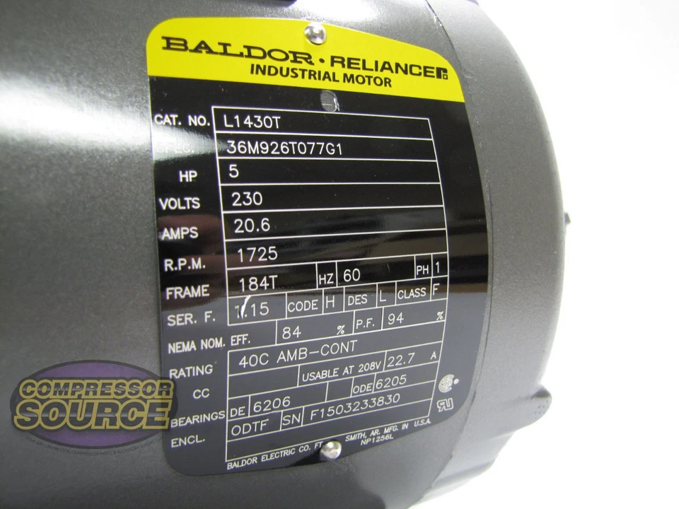 5 HP / 1 Phase Industrial Baldor Electric Motor 184T Frame L8430T 230 VOLT - Image 3 of 4