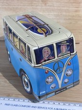 2013 Fosters Biscuit Tin, Empty. Blue Camper Van Shaped Tin With Surf Boards.
