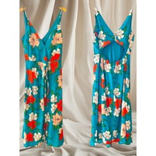 NWOT Lulus Country Club Teal Blue Floral Print Wrap Dress Size Small