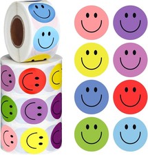 2000Pcs Smiley Face Stickers - 4 Rolls Happy Face Stickers Cute Small Reward Sti