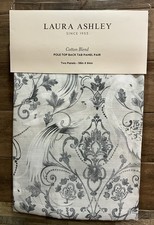 2 - Laura Ashley Tregaron Damask Cotton Curtain Window Panels Gray Bird 37 x 84