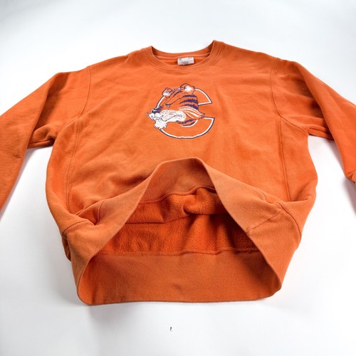 Vintage Clemson Tiger Logo Orange Champion Reverse Weave Sweatshirt Large - Picture 6 of 10