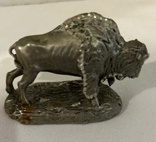 Rare 1990 Buffalo Fine Pewter Figurine by Masterworks 2 Inches Tall 