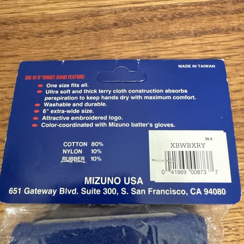 Vintage Blue Wrist Bands Sealed Pair. Mizuno Big M. Throwback Style 6" Size. - Picture 7 of 7