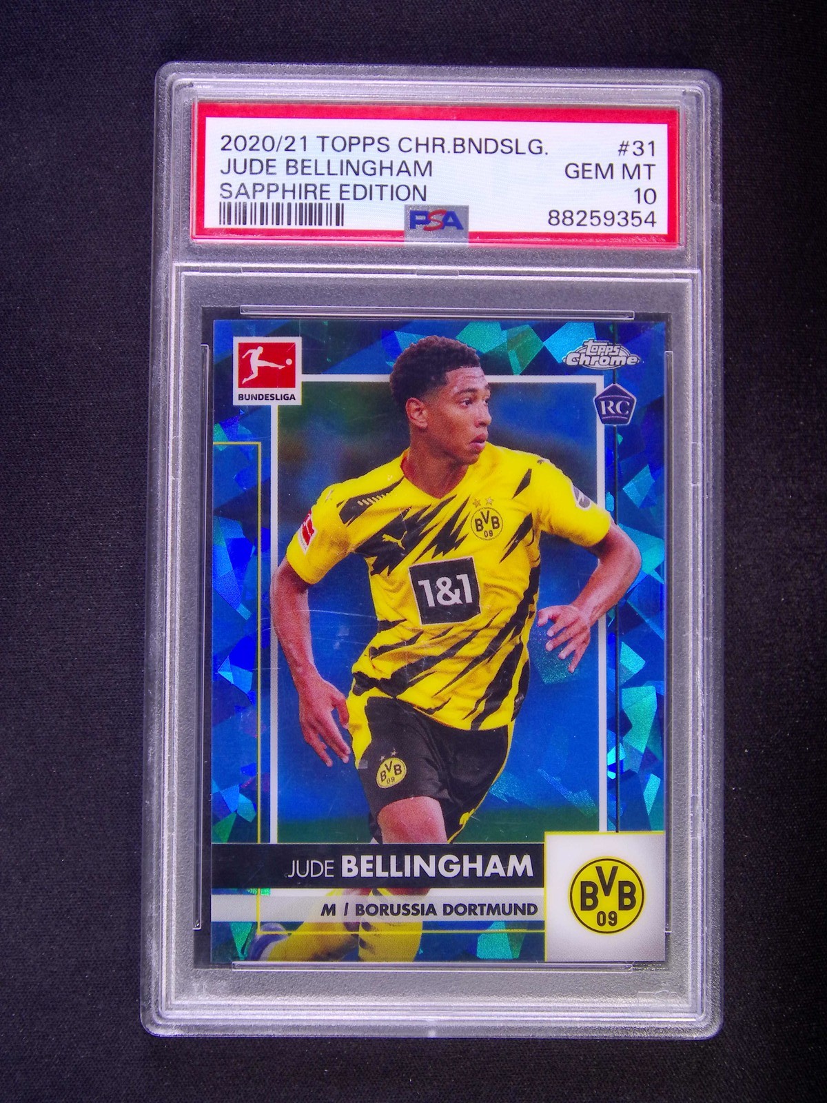 2020-21 Topps Chrome Bundesliga Sapphire Jude Bellingham #31 RC Rookie PSA 10 view 1