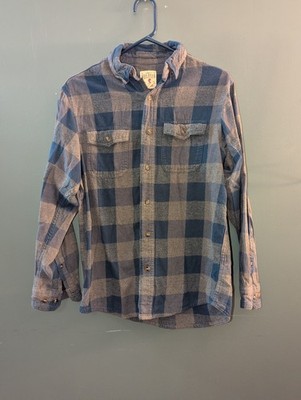 Men's Redhead Blue Checkered Flannel Shirt Size L 100% Cotton