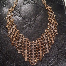 10K Rose Gold Ball/Bead Chain Mesh Bib Neckla...
