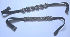 SET of (2) Beaded Stretch Snap Crystal Multicolored Beaded Dressy Belts