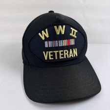 WWII Veteran Hat Men’s Navy Blue Snapback Cap USA Made Eagle Crest Official