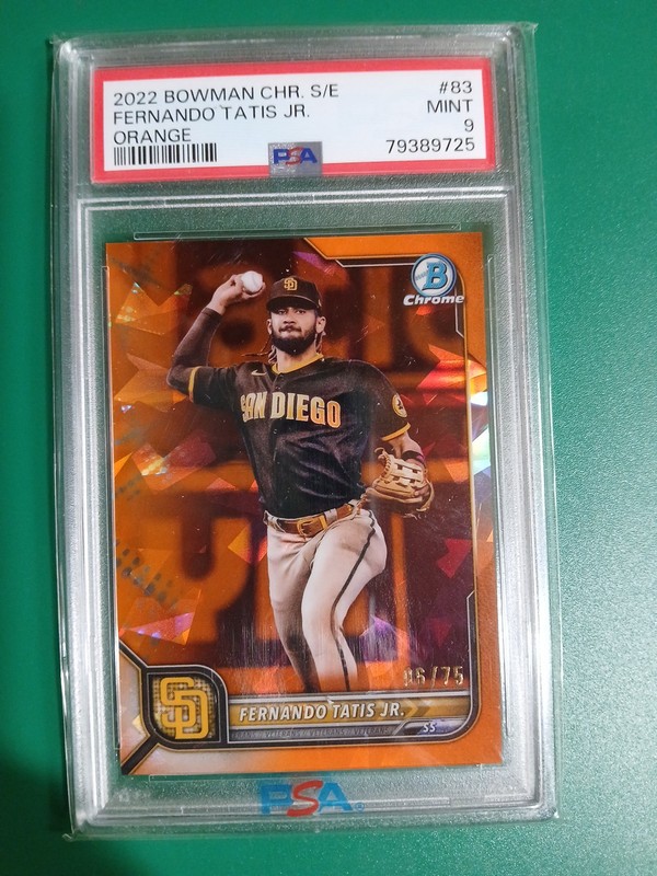 2022 Bowman Chrome Sapphire FERNANDO TATIS JR # 6 /75 ORANGE REFRACTOR PSA 9