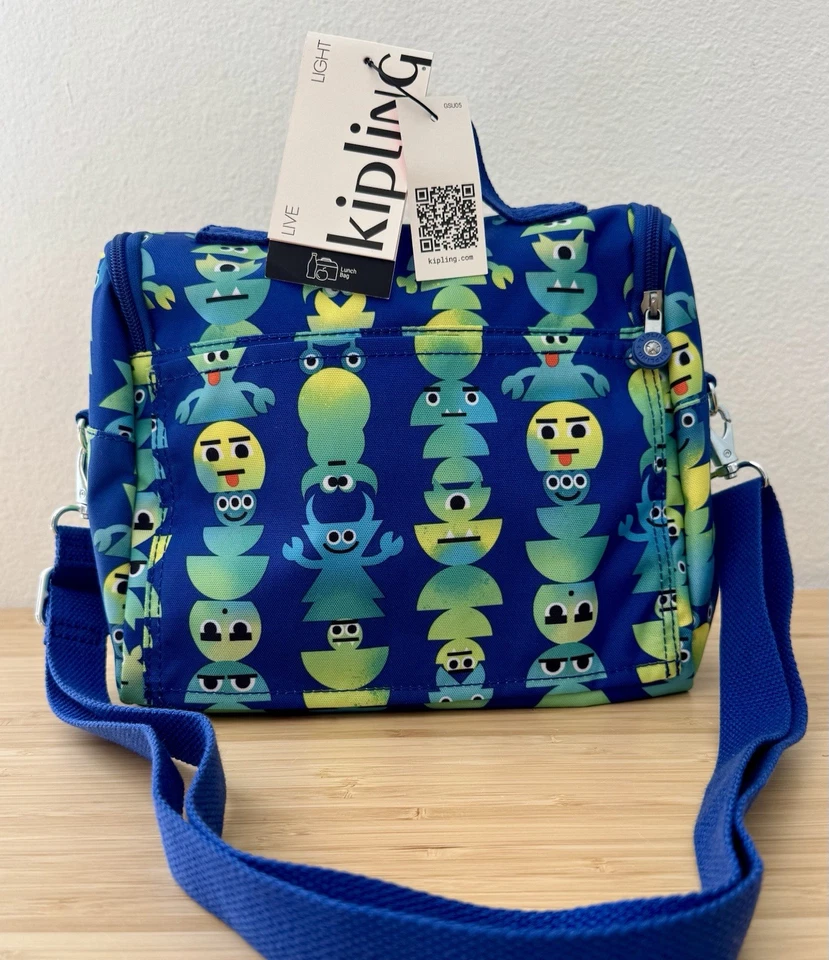 KIPLING Kichirou Lunch Food Bag Monster Print Blue - Image 3 of 4