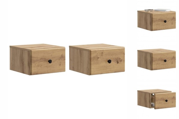 Nachttisch HäNgend 2Er Set Nachtschrank Artisan-Eiche 34,5X33X20 Cm-image