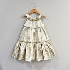David Charles Girl’s Gold Party Dress Size 4Y – Metallic Bow Back Tulle