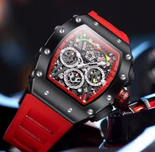 Richard Fashion Style Rapper Mille Colorful Dial Black And Red Band Watch