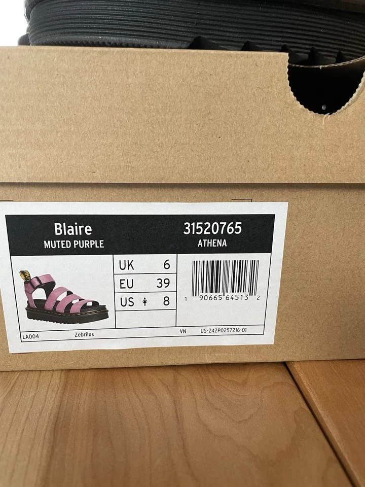 Sandalias planas de cuero Dr. Martens Blaire púrpura apagado talla 8 para mujer Foto 2 de 4