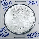 1924 BU UNCIRCULATED SILVER PEACE DOLLAR AUTHENTIC U.S. MINT FREE SHIPPING 5553