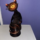 Tabletop Cat Wine Bottle Holder  - Excellent Condition - Copper Toned