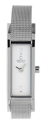 schmale OBAKU Damenuhr Edelstahl mit Milanaise Armband V159LXCIMC  14mm 