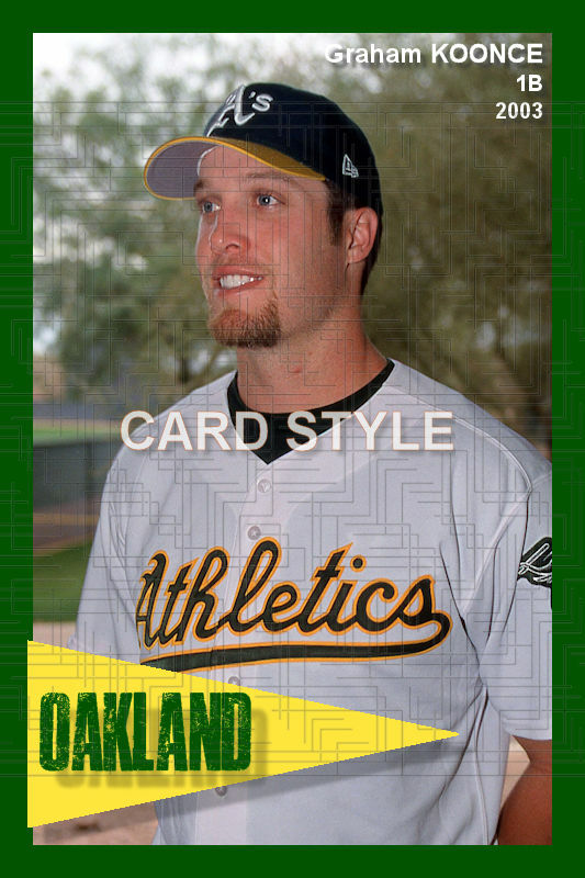 Graham Koonce - 2003 Oakland Athletics - choose a size - full
