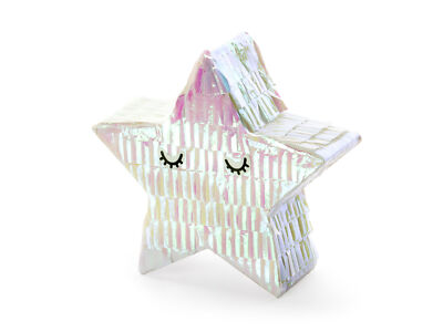 Mini Piñata 10,5x9,5x3,5cm Stern Gastgeschenk zum Befüllen Party Dekoration Weiß