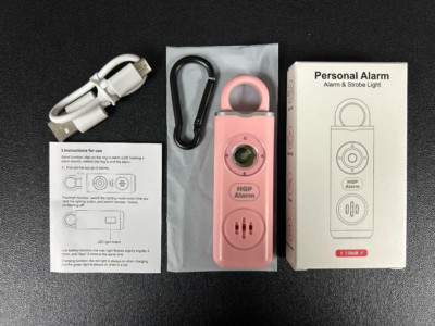 Rechargeable 130dB Personal Safety Alarm Keychain Anti-Attacked Emergency Pink